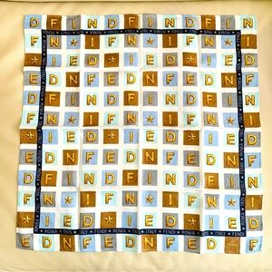 Fendi handkerchief scarf bandana excellent pre owned condition blue brown white